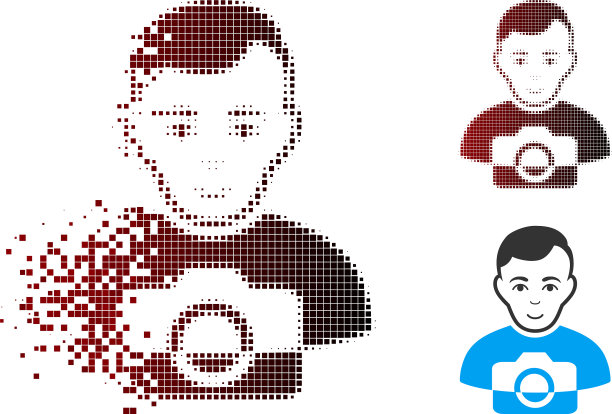 分解像素半色调摄影师图标图片下载