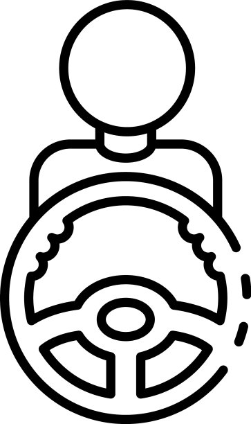 男人采取汽车方向盘图标轮廓风格图片下载