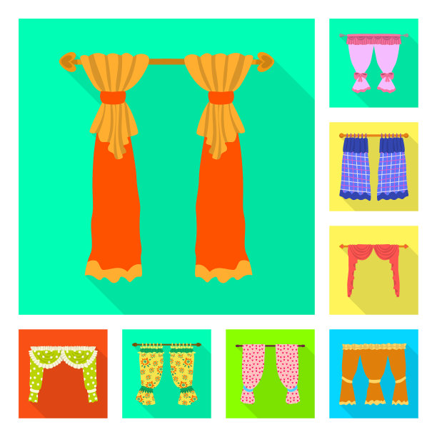 隔离对象窗帘和窗帘标志集图片下载