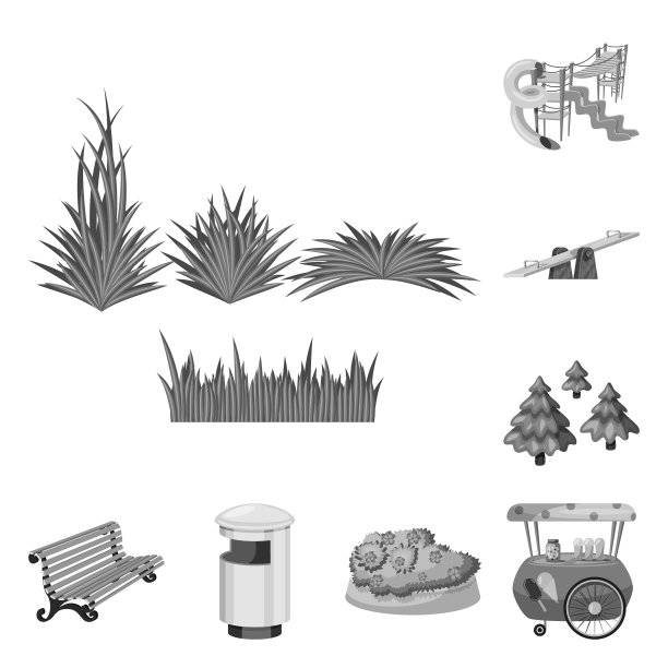 孤立对象公园和城市标志设置公园图片下载