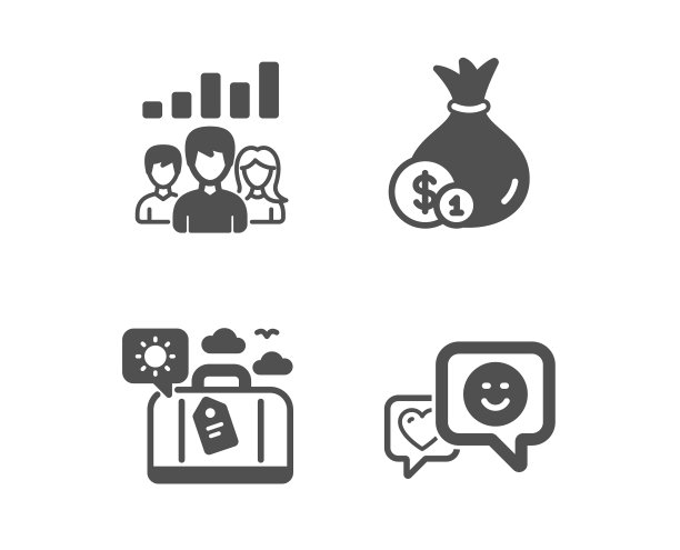 旅行行李团队工作结果和现金图标图片下载