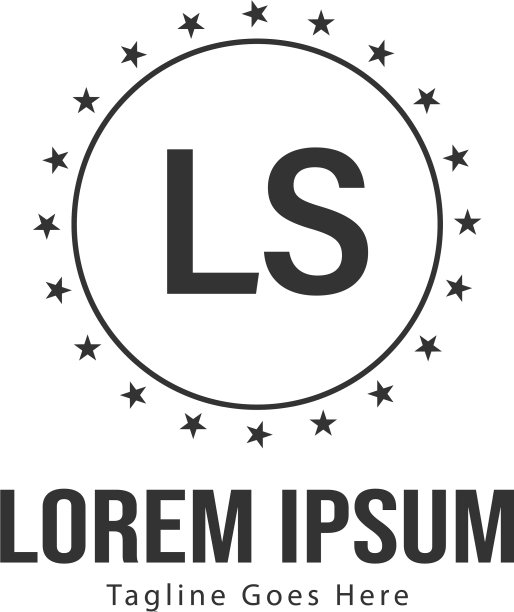 带有现代框架的LS标志模板图片下载