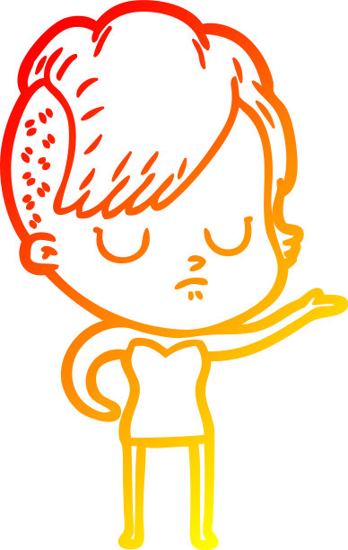 温暖的梯度线画卡通女人图片下载