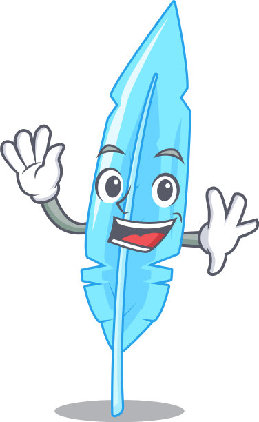 挥舞着卡通羽毛写作图片下载