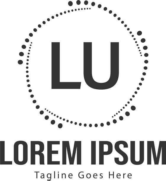 具有现代框架的LU首字母标志模板图片下载