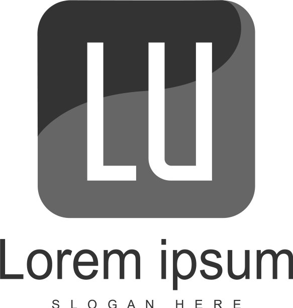 具有现代框架的LU首字母标志模板图片下载
