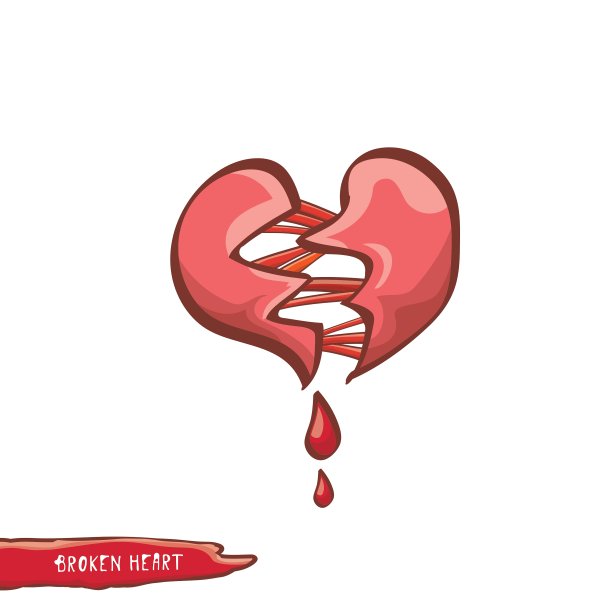 卡通风格的红色心碎图片下载