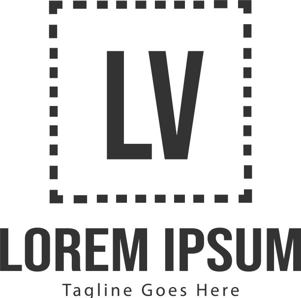 现代边框首字母LV标志模板图片下载