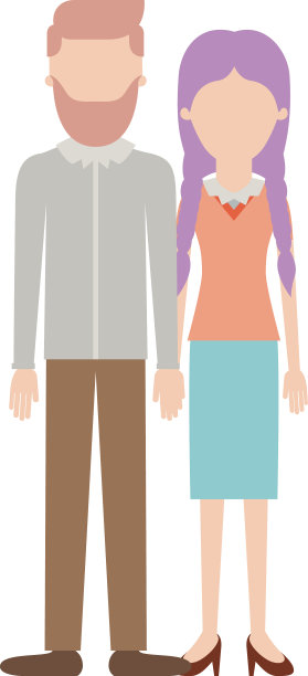 无名夫妇彩色剪影和他图片下载