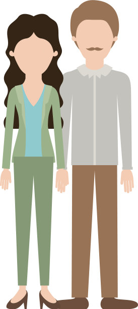 无脸夫妇彩色剪影和她图片下载