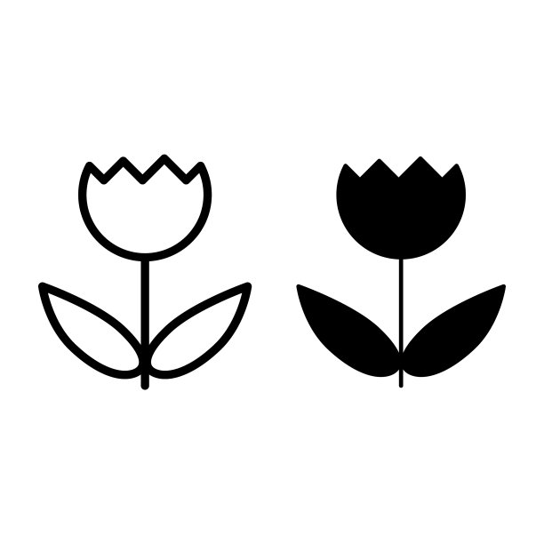 郁金香花蕾线和字形图标单郁金香图片下载