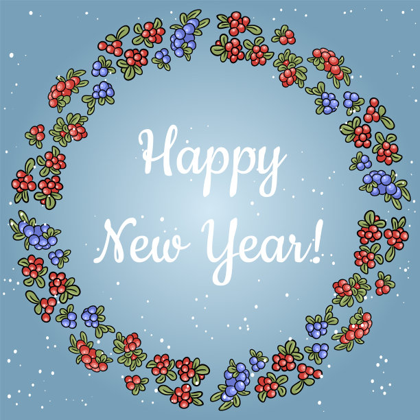 红色的花环上写着新年的祝福图片下载