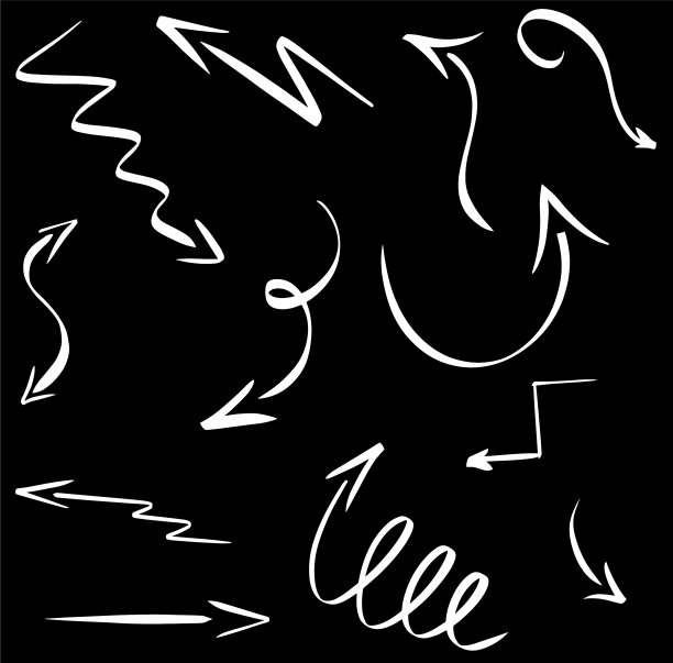 抽象的白色箭头线设置涂鸦标记图片下载