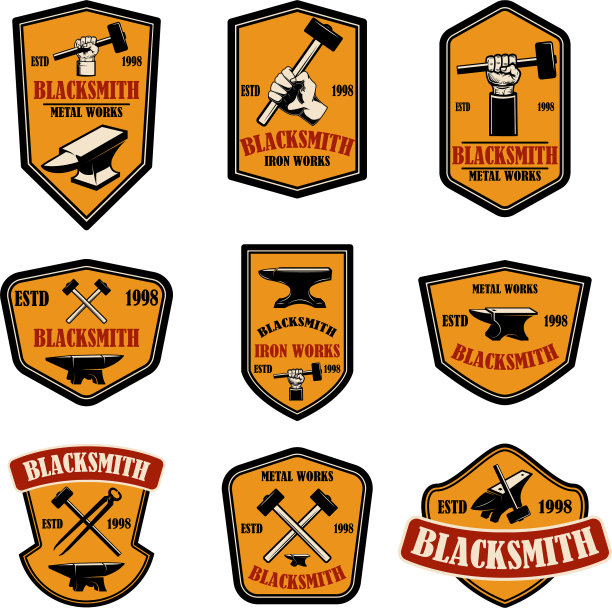 设置铁匠和铁厂标志设计图片下载
