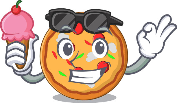 带有卡通人物风格的冰淇淋披萨图片下载