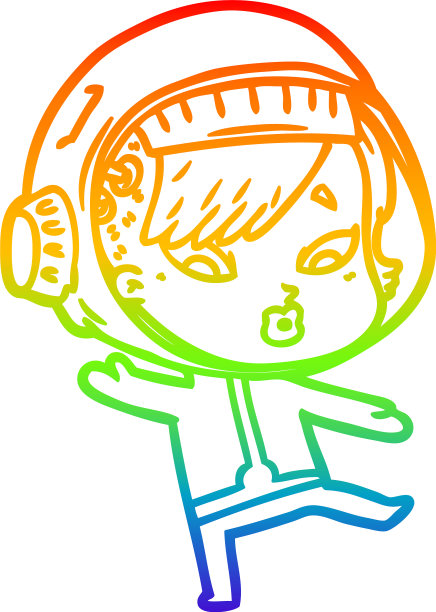 彩虹渐变线绘制卡通宇航员图片下载