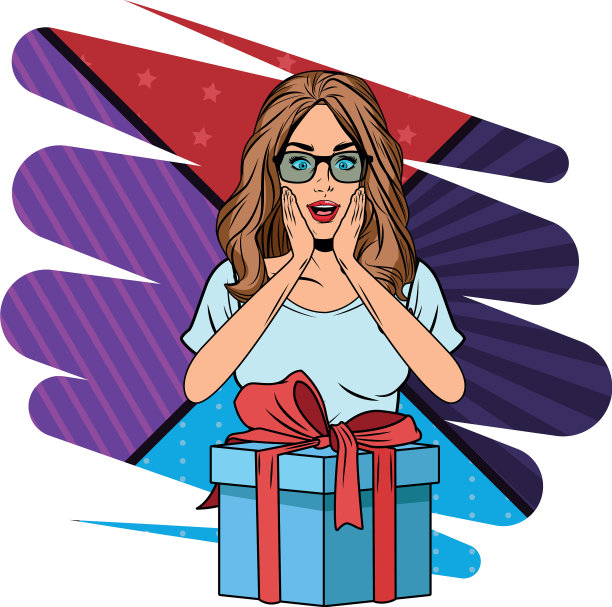 拿着礼物盒的年轻女子图片下载