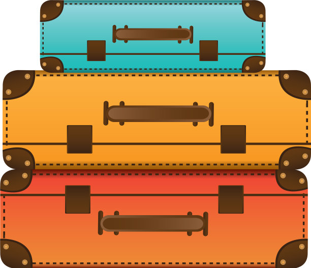 带成套手提箱的逼真轮廓图片下载