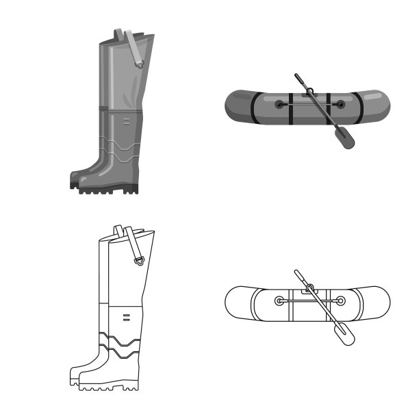 孤立的对象鱼和钓鱼图标图片下载