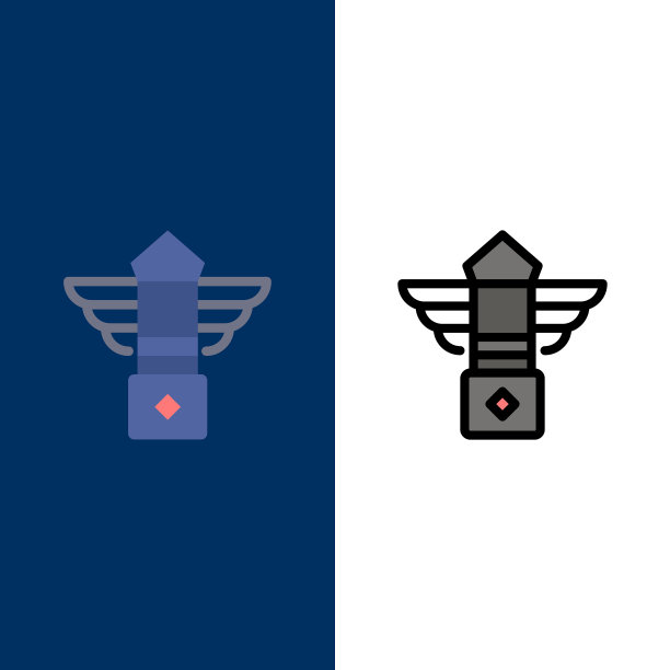 路灯夜晚加拿大的图标平坦而线条图片下载