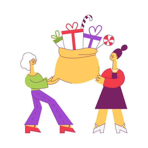 扁平女人拿着礼物盒袋图片下载