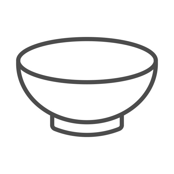 汤碗餐具的轮廓艺术图标图片下载