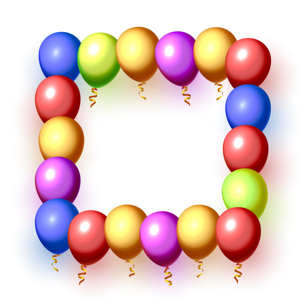 节日气球在一个空框彩色图片下载