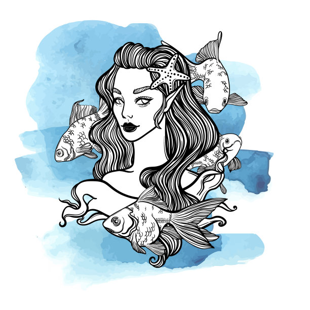 可爱的艺术卡片，小美人鱼公主图片下载