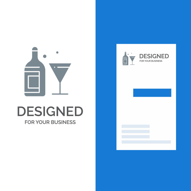 玻璃酒瓶酒灰色标志设计图片下载