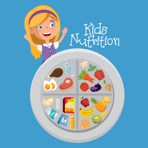 快乐女孩与营养食物图片下载