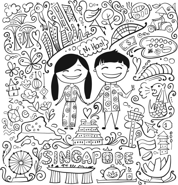 新加坡旅行着色卡为您的设计图片下载