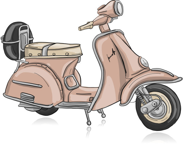 复古滑板车草图为您的设计图片下载