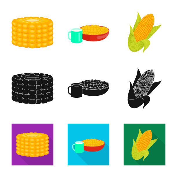 孤立的对象玉米田和蔬菜标志图片下载