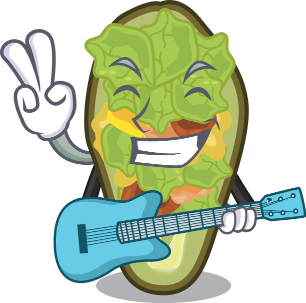 在角色板上放着塞满吉他的鳄梨图片下载