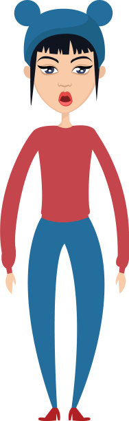 白底上戴着蓝帽子的女孩图片下载