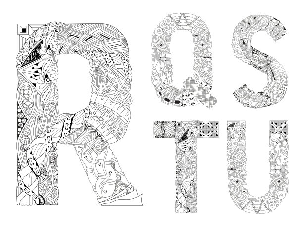 不同寻常的字母涂鸦风格的字母在一个白色图片下载