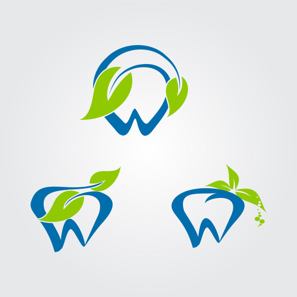 新鲜的牙医标志与自然的概念图标图片下载
