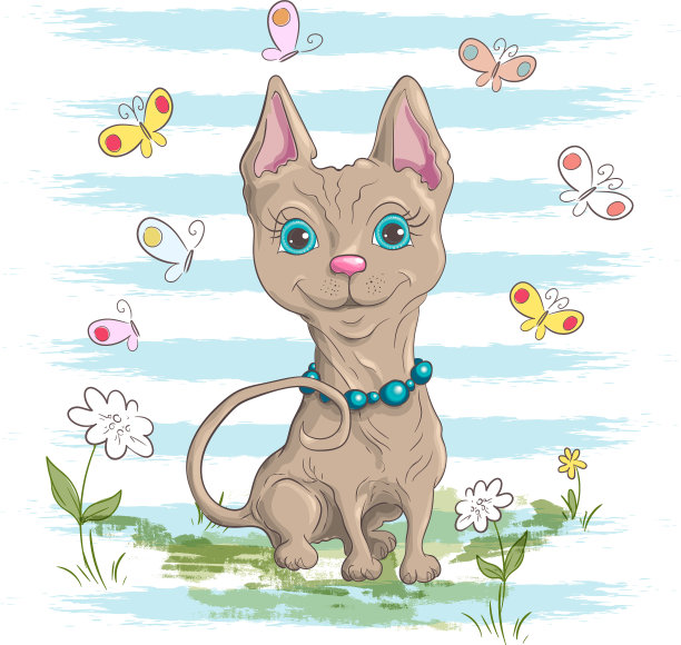 一只带着花的可爱小猫图片下载