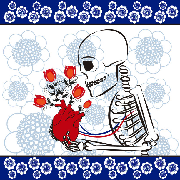 头骨与心和繁荣图片下载