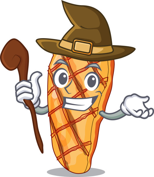 女巫烤鸡与混合沙拉卡通图片下载