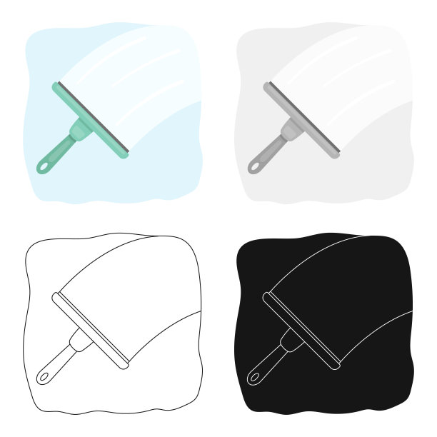 橡皮刮刀图标在卡通风格孤立的白色图片下载