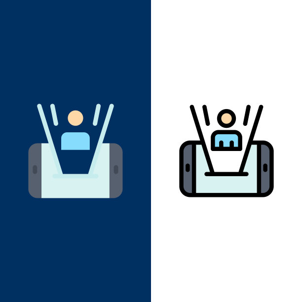 移动手机人技术图标和直线图片下载