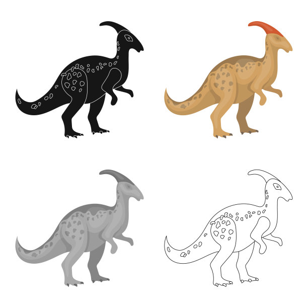 恐龙副栉龙图标卡通风格图片下载