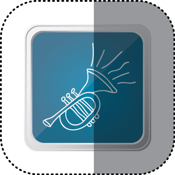 蓝色符号小号乐器图标图片下载