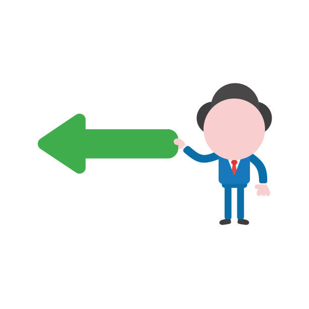 商人人物拿着箭头向左指向图片下载