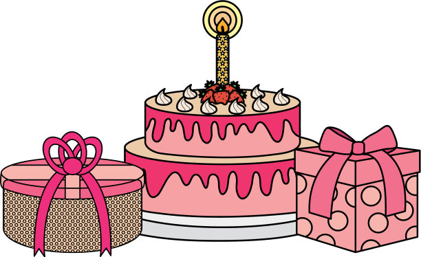 礼品盒上有甜蛋糕图片下载