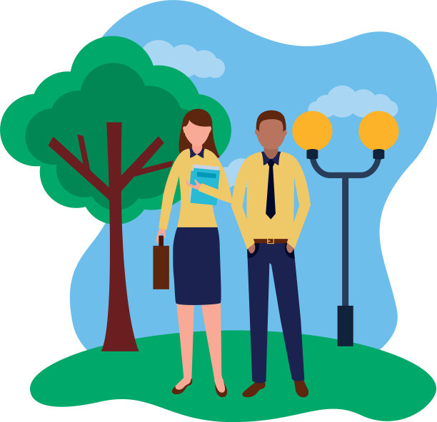 公园里的商人和女商人图片下载