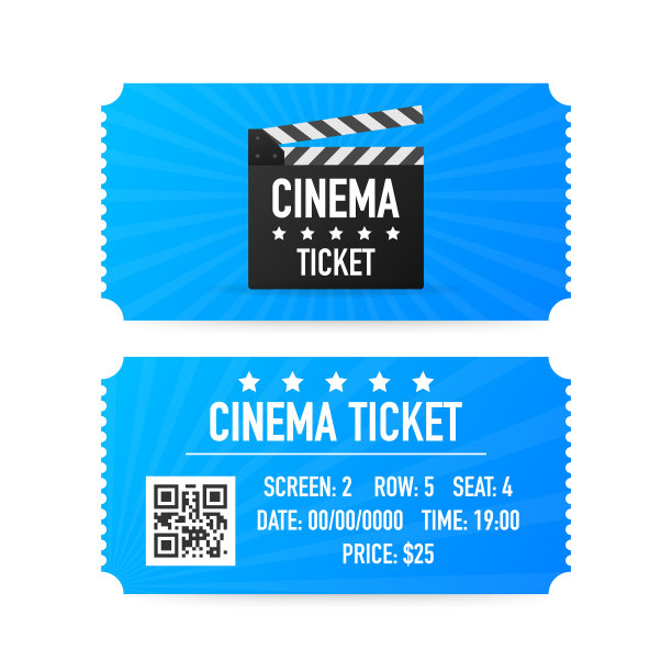 电影票孤立在白色背景上图片下载