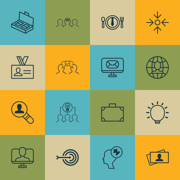 包括16个业务管理图标的集合图片下载