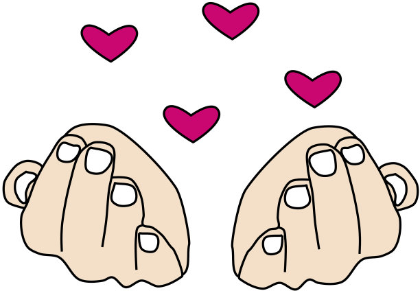 手上方的粉色心形象征着爱图片下载